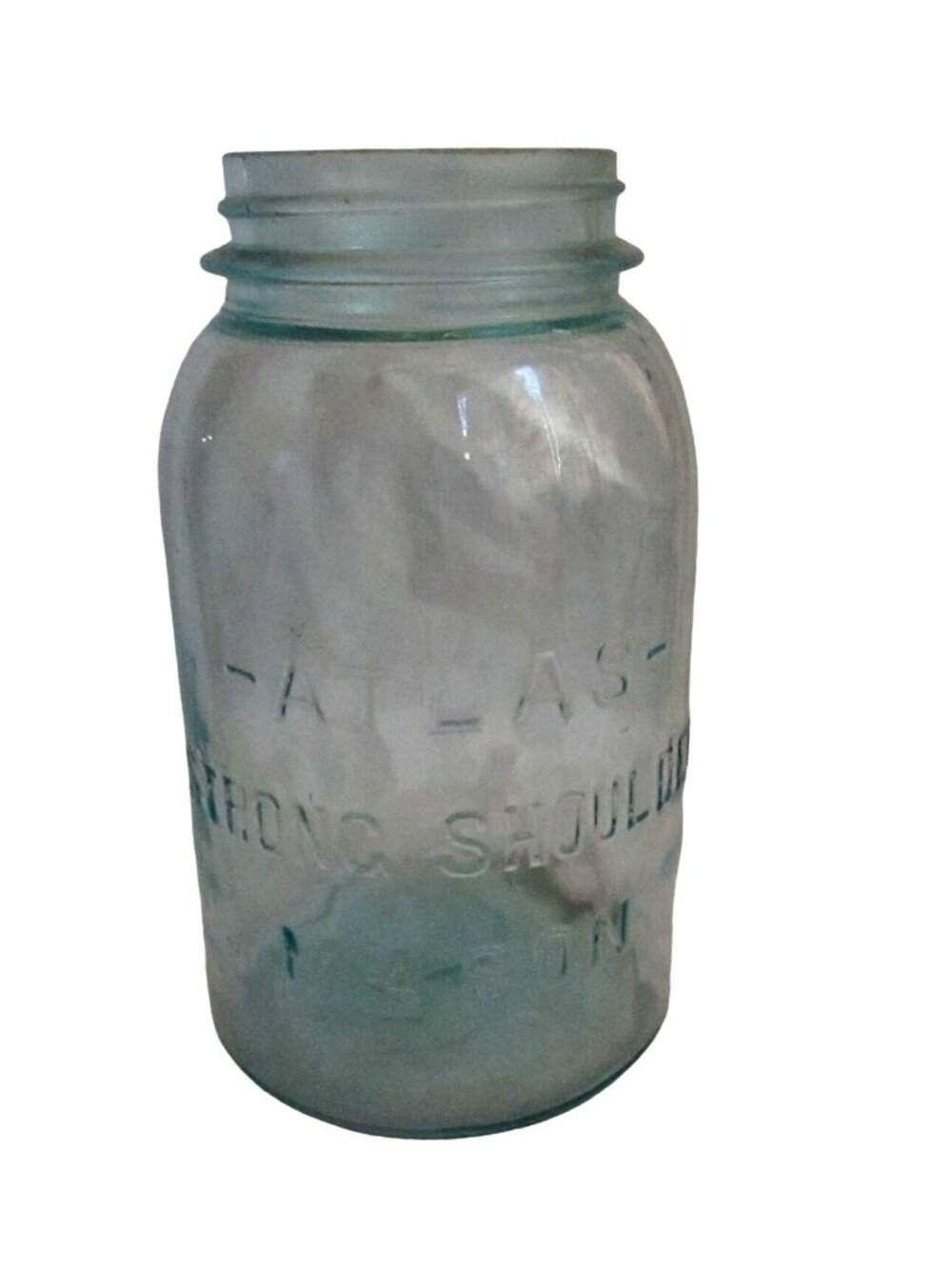 Vintage 7" Atlas Strong Shoulder Blue Glass Mason Jar